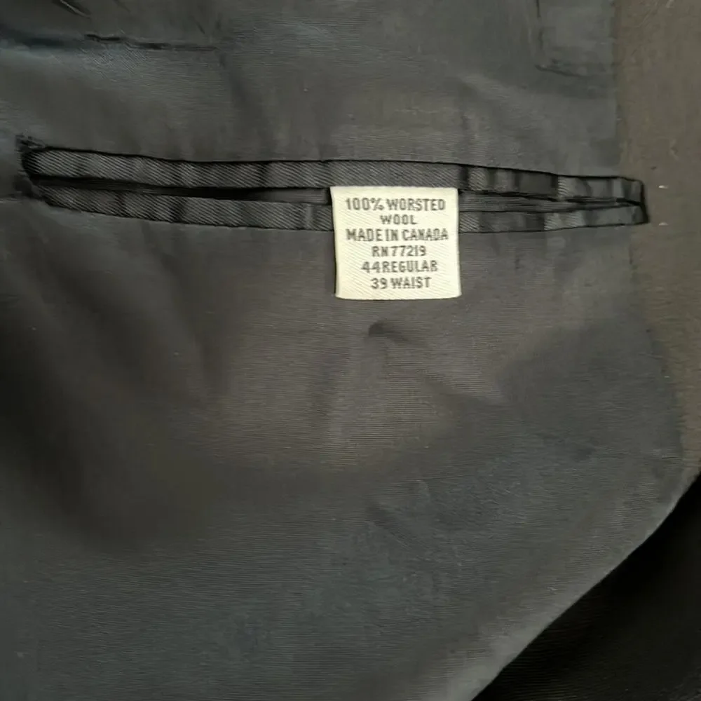 Joseph‎ & Feiss Mens Black 100% Classic Worsted Wool Blazer/Sports Coat Size 44R